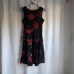 Vintage-style Rose Print Dress